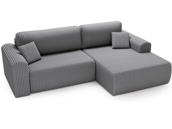Ecksofa mit Schlaffunktion und Bettkasten Belvio rechts Dunkelgrau