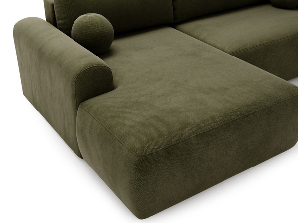 Ecksofa L-Form mit Schlaffunktion und Bettkasten Savana Links Grün