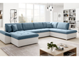 Wohnlandschaft mit Schlaffunktion Rechts Moni U Blau, Weiß 