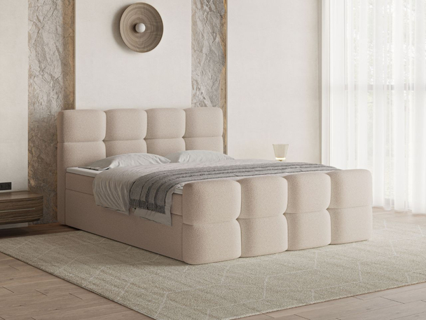 Boxspringbett mit Bettkasten 140x200 Rivon Beige