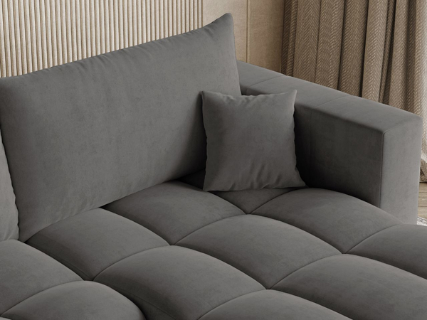 Ecksofa L-Form mit Schlaffunktion und Bettkasten Neva Dunkelgrau