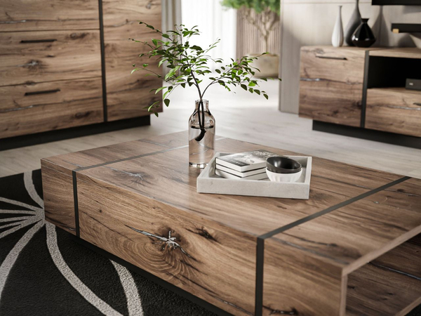 Wohnzimmer-Set im Loft-Stil Lunelie Eiche Flagstaff