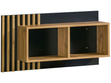 Wandregal 90 cm mit Latten für das Wohnzimmer Lavore Wotan Eiche, Schwarz matt