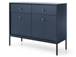 Kommode mit Türen sowie Schubladen mit Schwarz Metallbeinen 104 cm Amor Marineblau
