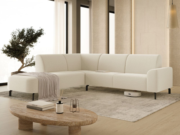 Ecksofa L-Form Links Regento Bouclé-Stoff Hellbeige