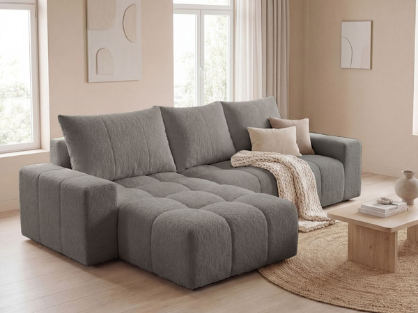 Ecksofa L-Form mit Schlaffunktion und Bettkasten Bresso Dunkelgrau