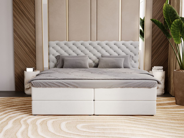 Boxspringbett mit Bettkasten 200x200 Bergamo Hellgrau