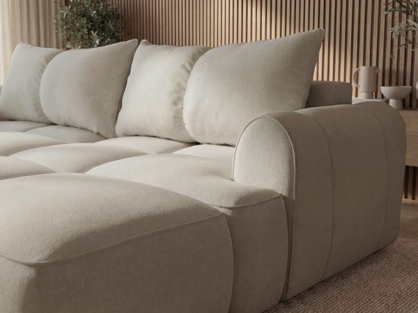 Ecksofa L-Form Rechts mit Schlaffunktion und Bettkasten Bonno Beige