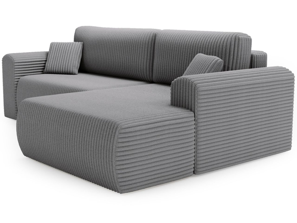Ecksofa mit Schlaffunktion und Bettkasten Belvio rechts Dunkelgrau