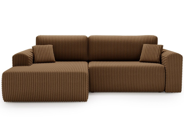 Ecksofa mit Schlaffunktion und Bettkasten Belvio links Braun