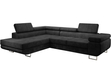 Ecksofa L-Form Links mit Schlaffunktion und Bettkasten Solam L Schwarz