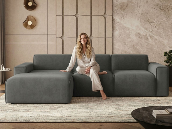 Ecksofa L-Form Links Lavia Dunkelgrau