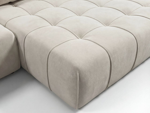 Ecksofa L-Form mit Schlaffunktion und Bettkasten Tulio Rechts Beige