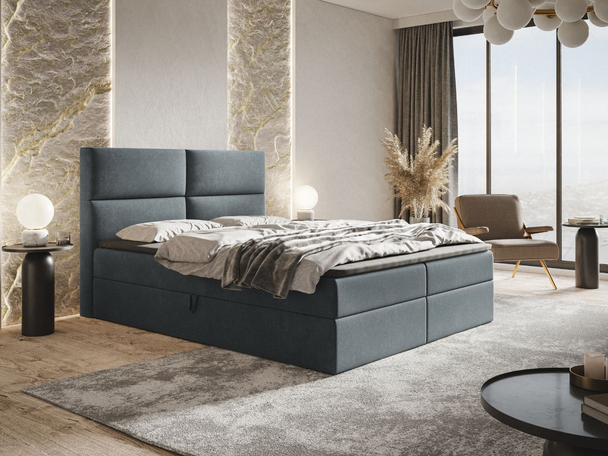 Boxspringbett mit Bettkasten 140x200 Hera Dunkelgrau