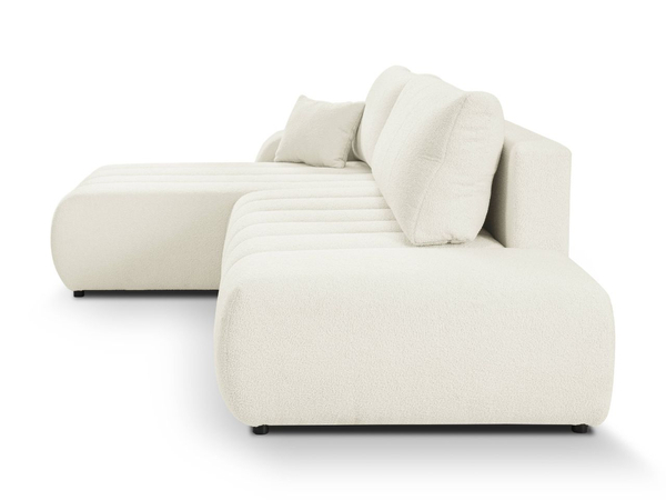 Ecksofa mit Schlaffunktion und Bettkasten Links Adoro Creme