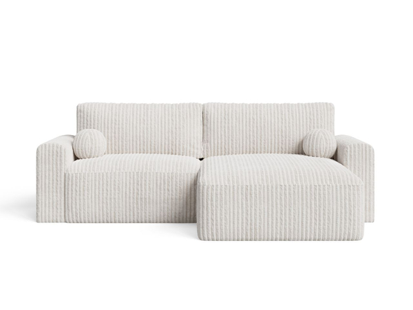 Ecksofa L-Form mit Schlaffunktion und Bettkasten Aurora Creme