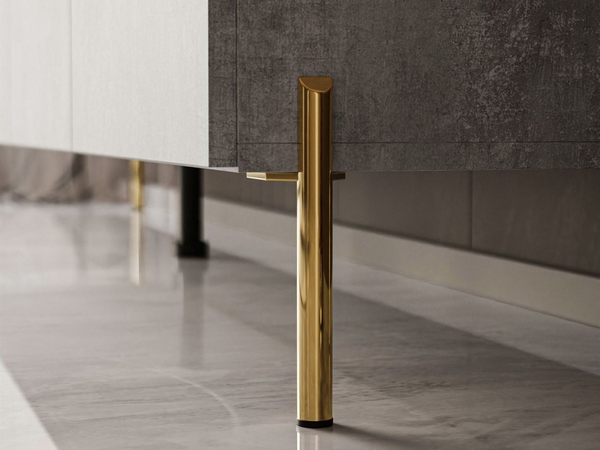 TV-Lowboard mit Türen auf Goldenen Metallbeinen 200 cm Nodoo Beton