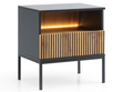 Nachtschrank mit Schublade und Led Deo Schwarz, Eiche Wotan