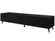 Zweittüriges TV-Lowboard auf schwarz-goldenen Beinen 175 cm mit LED-Beleuchtung Sorelle Schwarz matt