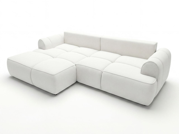 Ecksofa L-Form Links mit Schlaffunktion und Bettkasten Bonno Creme