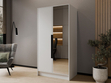 Kleiderschrank mit Spiegel 100 cm Lucca Weiß mit schwarzen Griffen