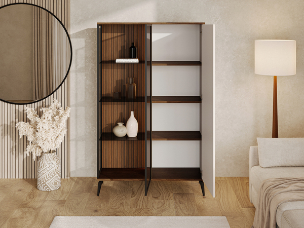 Vitrinenschrank mit LED Vinni Dunkler Walnuss Cashmere