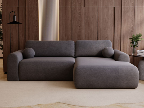 Ecksofa L-Form mit Schlaffunktion und Bettkasten Savana Rechts Grau