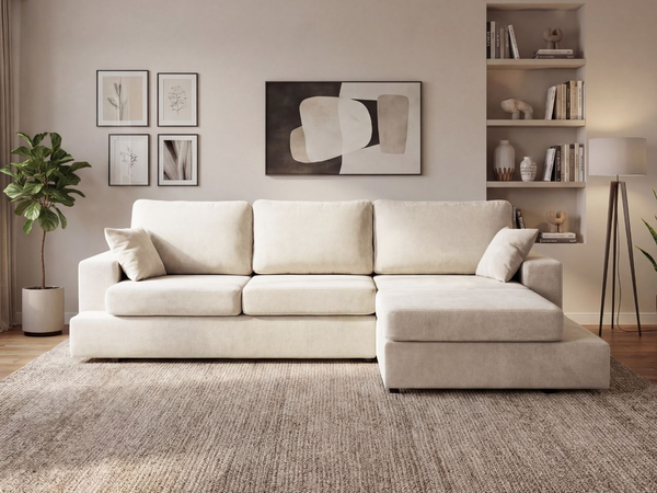 Ecksofa L-Form fürs Wohnzimmer Nesto Rechts Creme