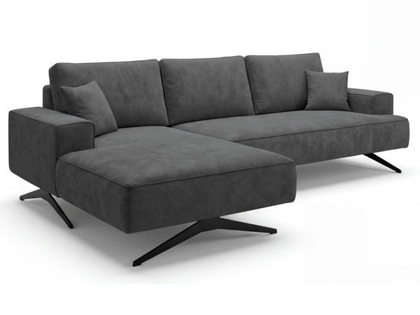 Ecksofa L-Form auf Metallbeinen Leto Links Anthrazit