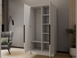 Kleiderschrank mit Spiegel 100 cm Lucca Weiß mit schwarzen Griffen