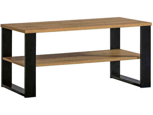 Couchtisch mit Ablage für das Wohnzimmer Lavore Wotan Eiche, Schwarz matt