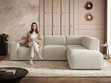 Ecksofa L-Form Rechts Eluno Bouclé-Stoff Beige