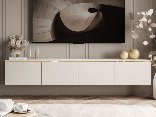 TV-Schrank zum Hängen im Glamour-Stil mit LED-Beleuchtung Celle Kaschmir Matt
