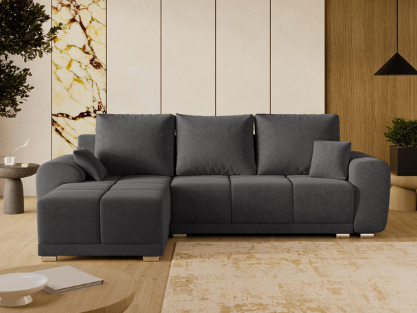Ecksofa L-Form mit Schlaffunktion und Bettkasten Monti Links Anthrazit