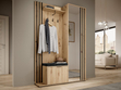 Garderobe mit Spiegel und Kleiderhaken Graphit, Artisan Eiche
