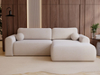 Ecksofa L-Form mit Schlaffunktion und Bettkasten Savana Rechts Bouclé-Stoff Creme