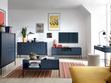 Kommode mit Türen sowie Schubladen mit Schwarz Metallbeinen 154 cm Amor Marineblau