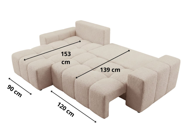 Ecksofa L-Form mit Schlaffunktion und Bettkasten Bresso Grau
