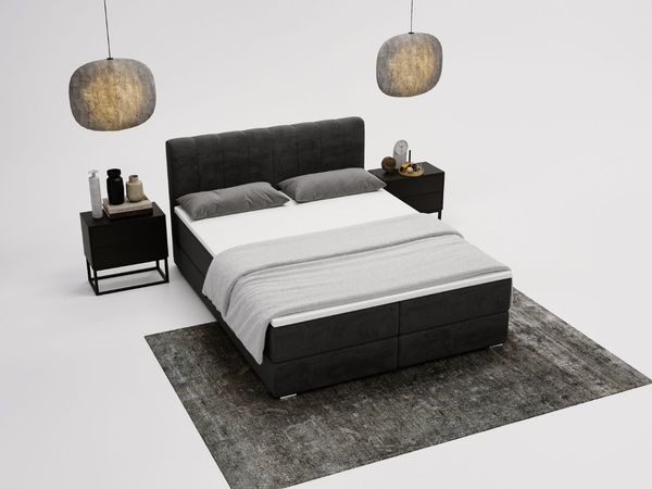 Boxspringbett mit Bettkasten 140x200 Forte Schwarz