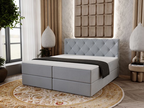 Boxspringbett mit Bettkasten 200x200 Napoli Grau