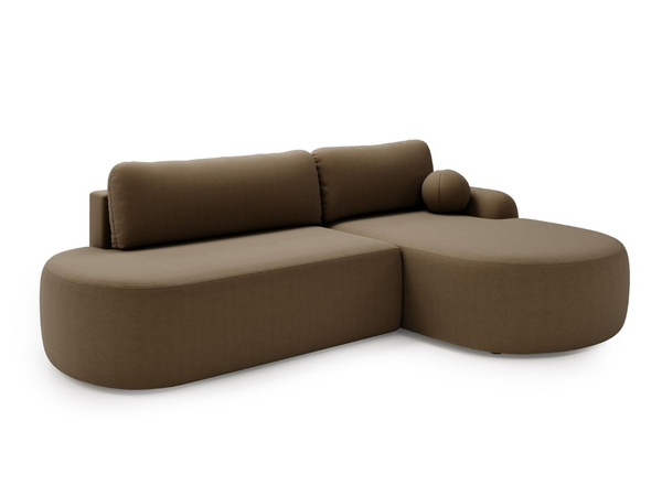 Ecksofa L-Form Rechts mit Schlaffunktion und Bettkasten Aurio O Braun