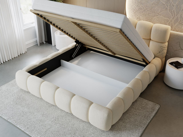 Polsterbett mit Bettkasten und Lattenrost 120x200 Modo Beige