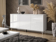 Dreitürige Kommode 154 cm Glamour-Stil auf silberfarbenen Metallbeinen Vivance Weißglanz