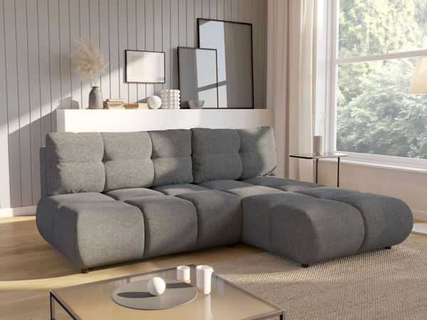 Ecksofa mit Schlaffunktion und Bettkasten Rechts Milet Grau