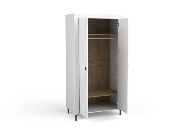 Kleiderschrank mit Drehtüren und Kleiderstange Messina Weiß