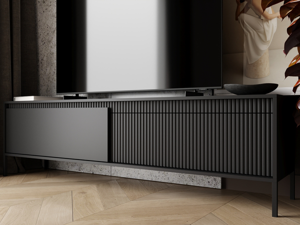 TV-Lowboard mit Türen 187 cm Sorano Schwarz