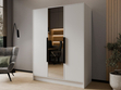 Kleiderschrank mit Spiegel 150 cm Lucca Weiß mit schwarzen Griffen