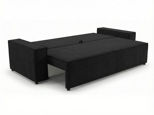 Schlafsofa mit Bettfunktion und Bettkasten Sivra Schwarz