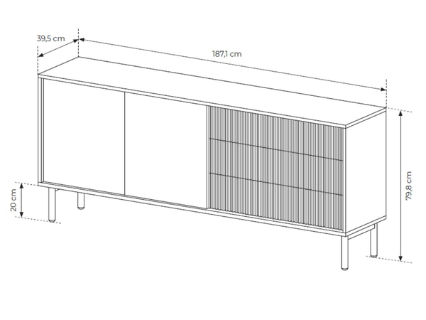 Kommode mit Türen und Schubladen 187 Gradimento Eiche Cremona
