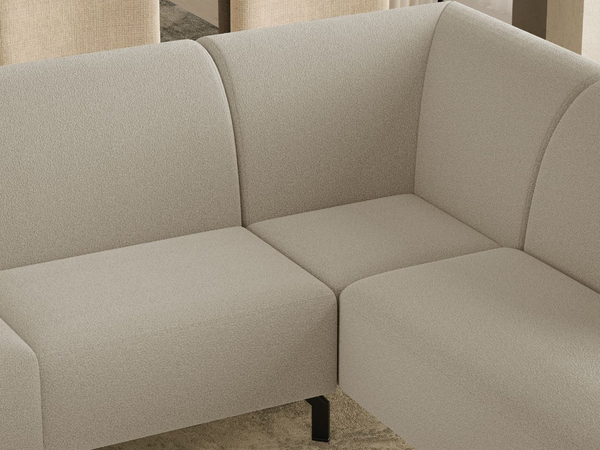 Ecksofa L-Form Rechts Regento Bouclé-Stoff Beige